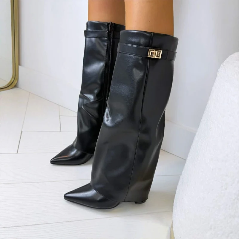 LEATHER LOOK LOCK LAARS 8623A - BLACK/P