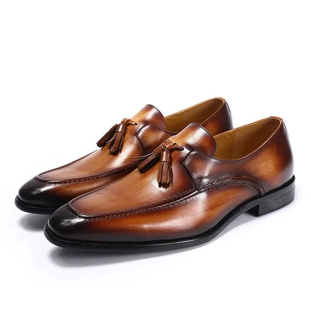 Kwastjes loafers vintage echte leren herenschoenen