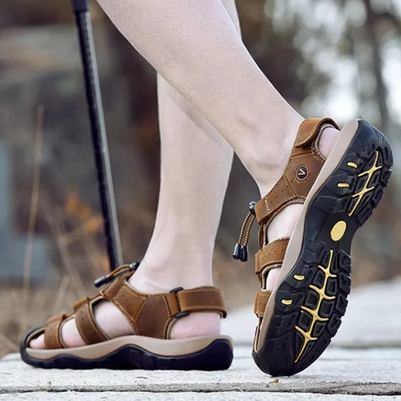 Zomerse heren sandalen leren strandschoenen