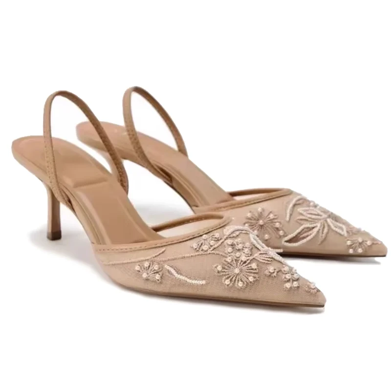 Elegante hoge hak sandalen met puntige neus 7 cm