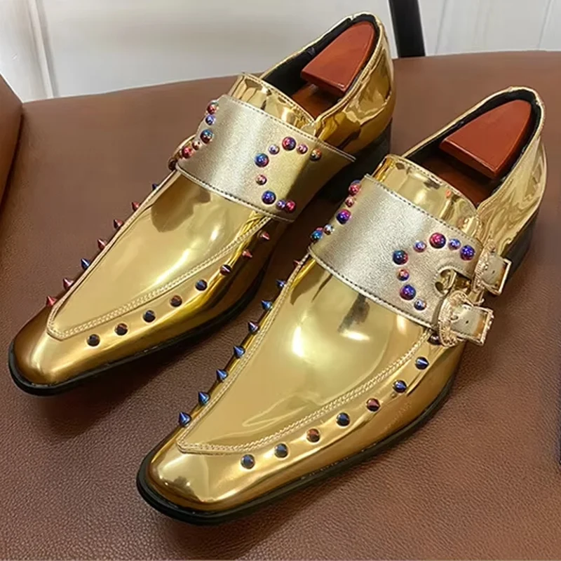Gouden glitter leren strass heren Chelsea