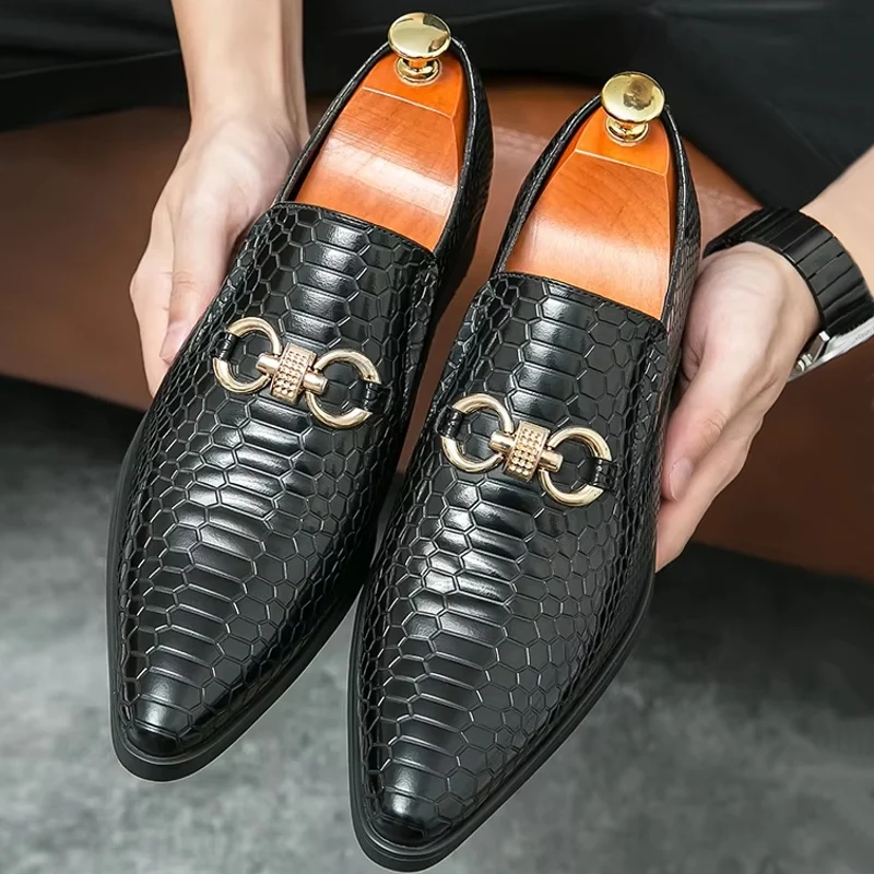Kunstleren Loafers Mini Krokodil Patroon