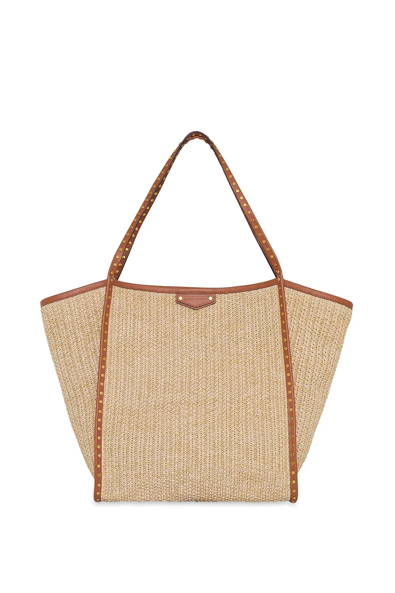 Rebecca Minkoff Dylan Studded Straw Tote Bag