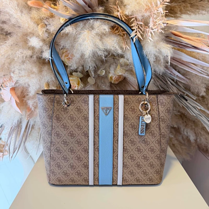 GUESS NOELLE II TOTE BAG BS967225 - LATTE LOGO/LIGHT BLUE