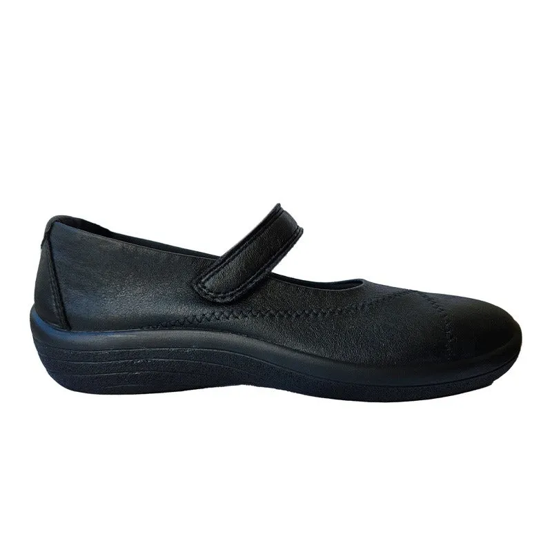 Arcopedico ballerina met klittenband - Zwart