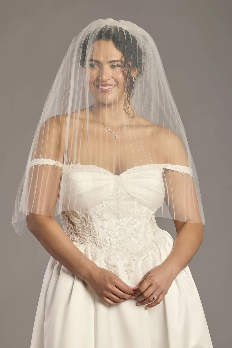 Pleated Two-Tier Mid-Length Wedding Veil