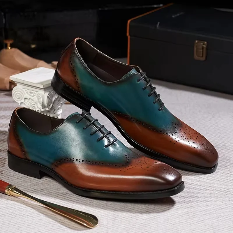 Handgemaakte zakelijke kantoor veterschoenen voor heren van kalfsleer