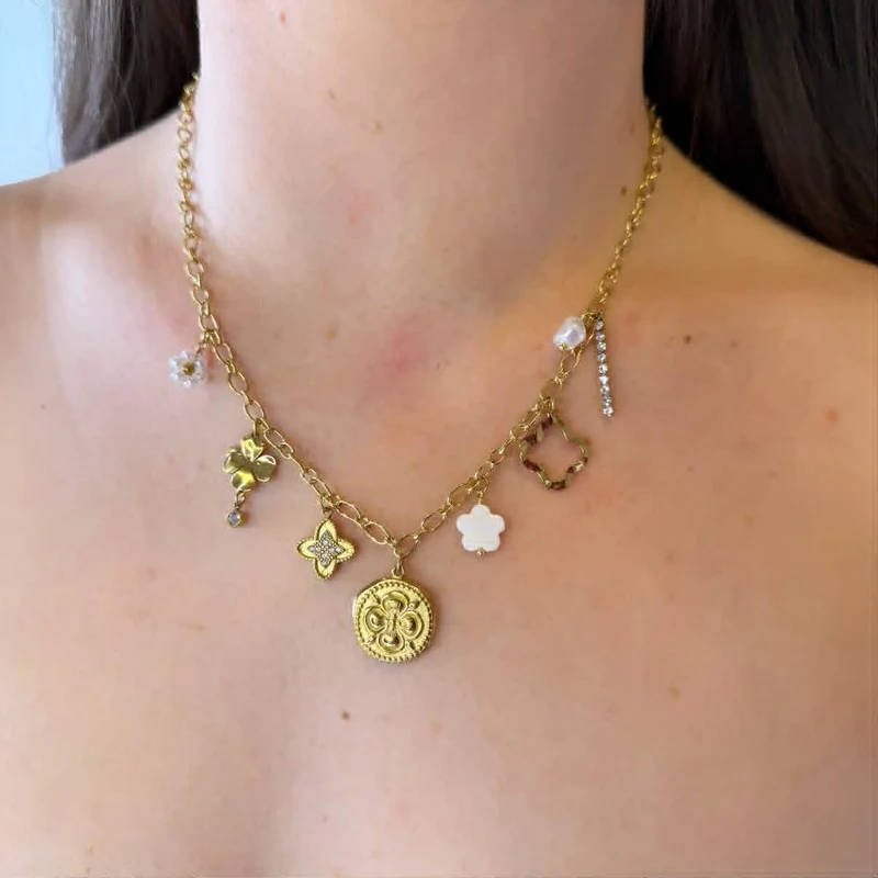 COIN FLOWER NECKLACE K1135 - GOLD