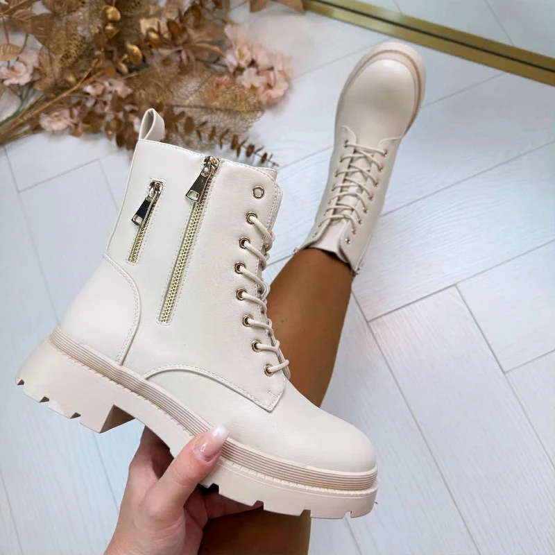 *ACTIE* ZIPPER BOOT DES657 - BEIGE