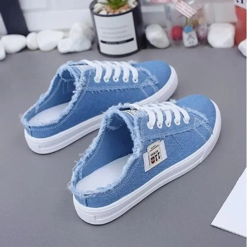 Dames canvas schoenen platte pantoffel