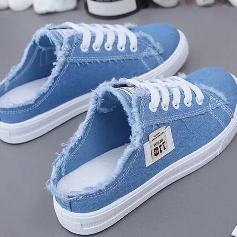 Dames canvas schoenen platte pantoffel