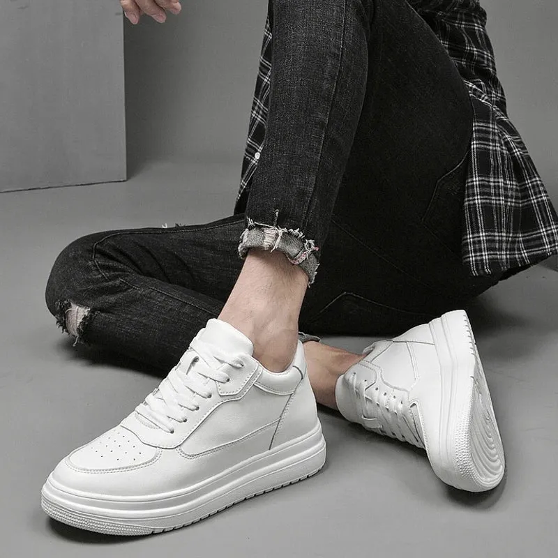 Herensneakers met 8 cm hakverhoging, wit/zwart | Schoenen die je langer doen lijken Australië