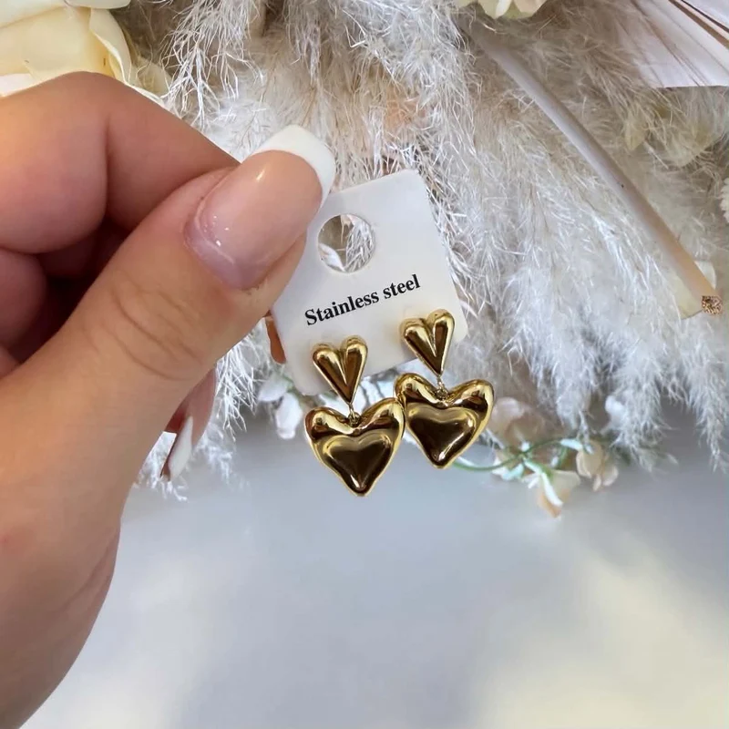 DUBBELE HEART EARRING S348 - GOLD