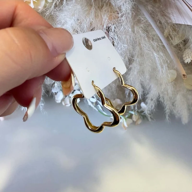 OPEN KLAVER HOOPS EARRING S103 - GOLD