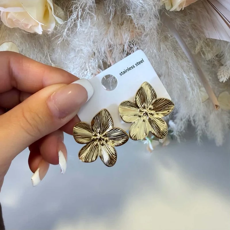 BIG FLOWER EARRING S1011 - GOLD