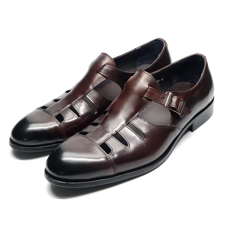 Heren lederen Oxford-kledingschoenen met veters