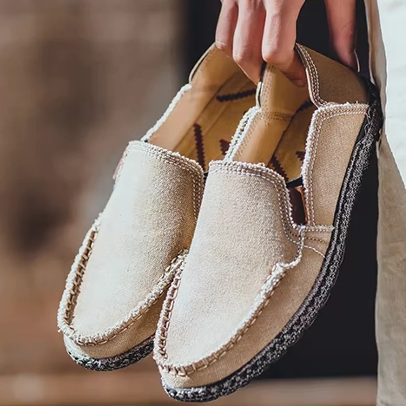 Canvas Loafers Ademende Heren Platte Luie Schoenen