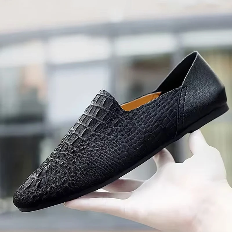 Heren Loafer Comfortabel Gemaakt Krokodillenpatroon Schoenen