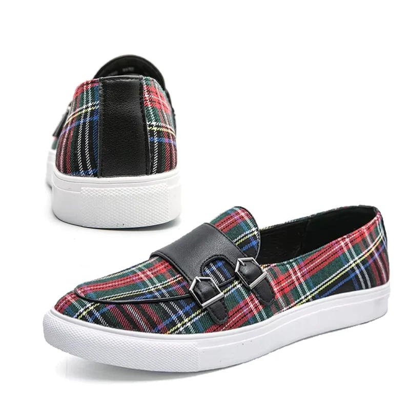 Klassieke canvas geruite loafers voor heren