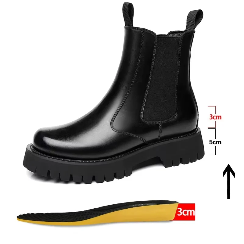 Heren Chelsea Rubber Boot Binnenkant Verhoogde Lifted Laarzen