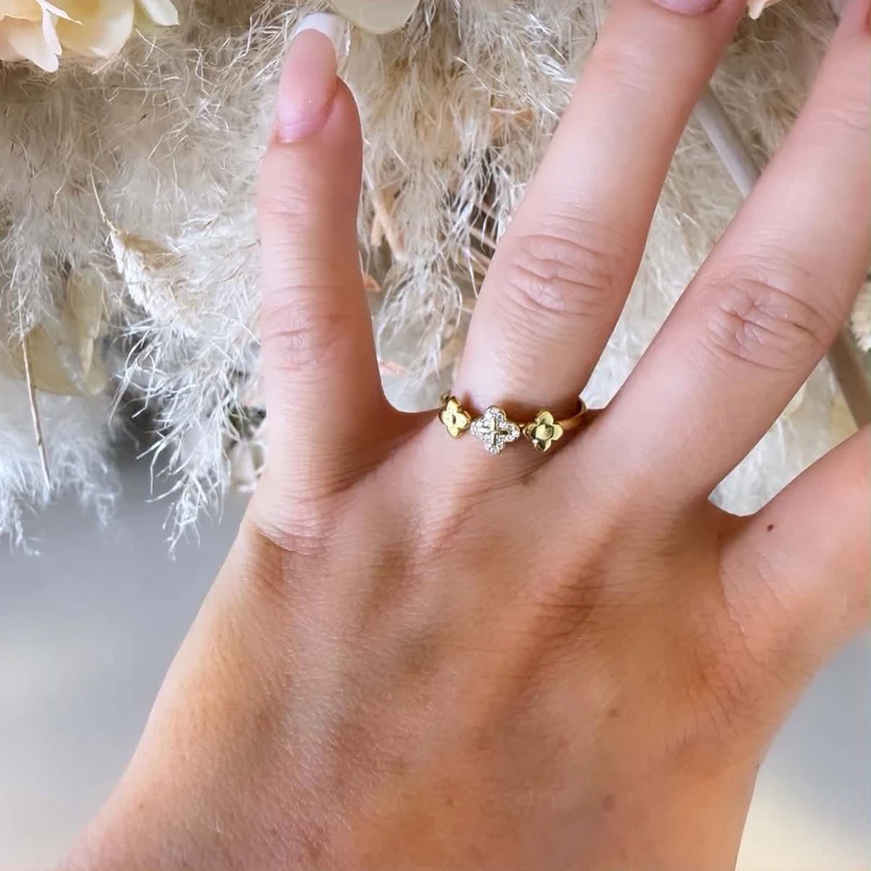 KLAVERTJES RING JZ1070 - GOUD