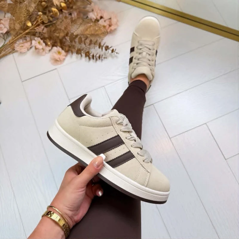 STRIPE SNEAKER 2001 - BEIGE/BROWN