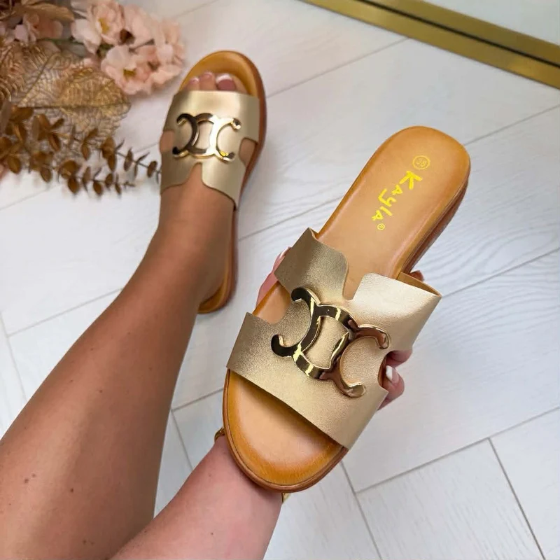 *SALE* CHANTAL PLATEAU SLIPPER SU791 - GOLD