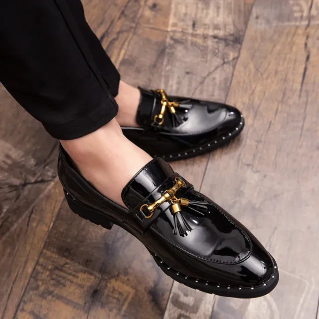 Heren kwast loafers leer