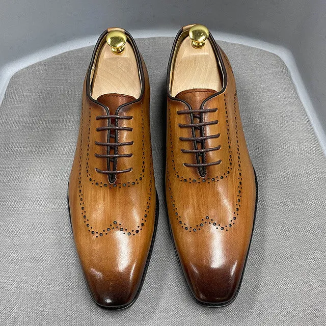 Heren Oxford schoenen vleugeltip echt kalfsleer