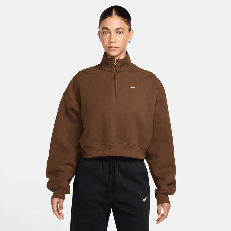 Studio Fleece Oversized 1/4-Zip Cropped Top