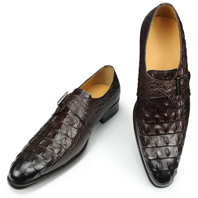 Formele leren herenschoenen van echt leer met krokodillenmotief