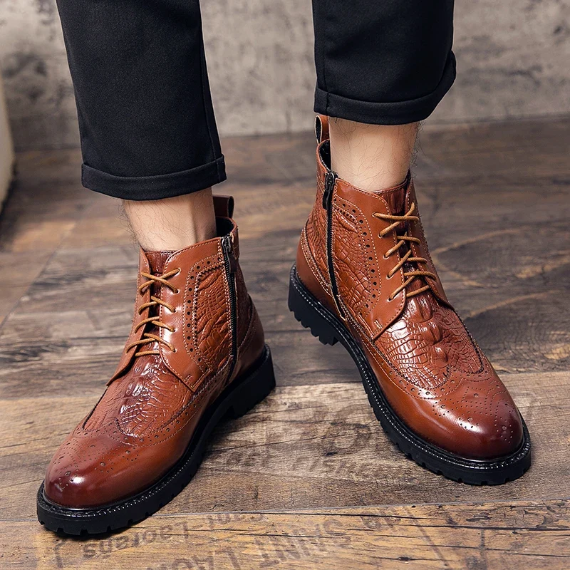 Brogue leren herenlaarzen