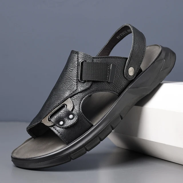 Duurzame antislip lederen herensandalen