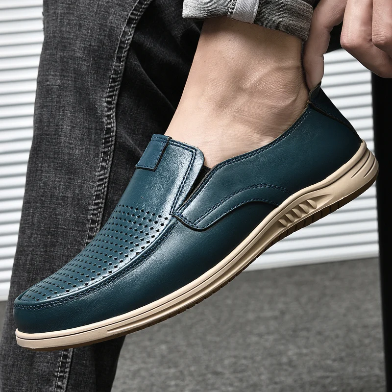 Heren leren ademende loafers