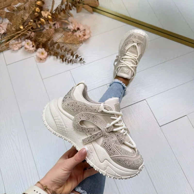 *SALE* SPARKLING DETAIL SNEAKER 8997 - BEIGE