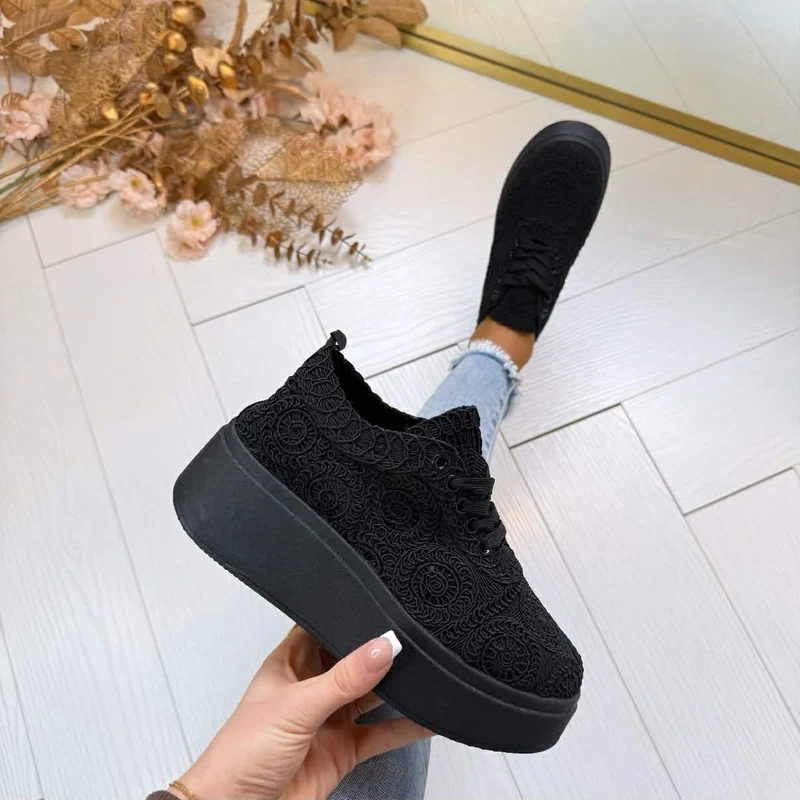 *SALE* PLATEAU LACE SNEAKER PC308 - BLACK