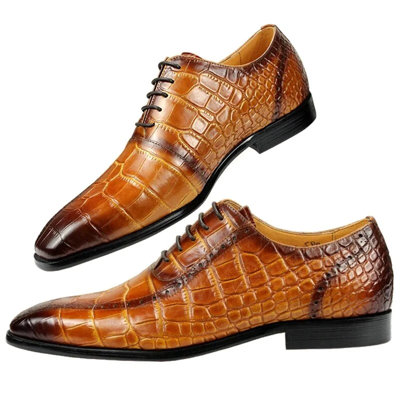 Vintage schoenen heren Oxford schoenen geel bruin