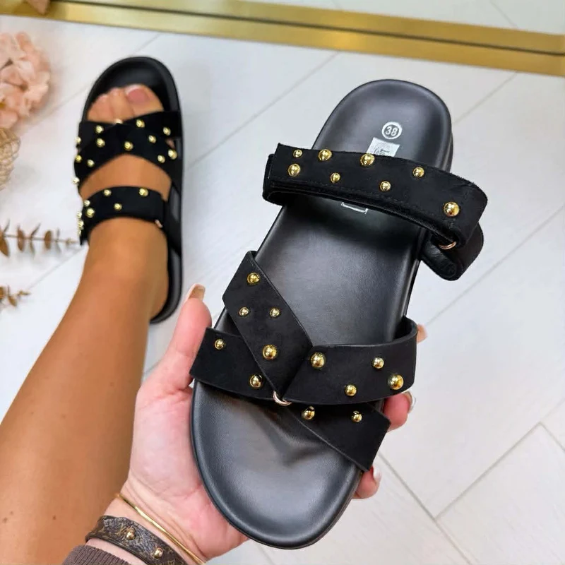 *SALE* GOLDY SUEDINE SLIPPER MO3613 - BLACK