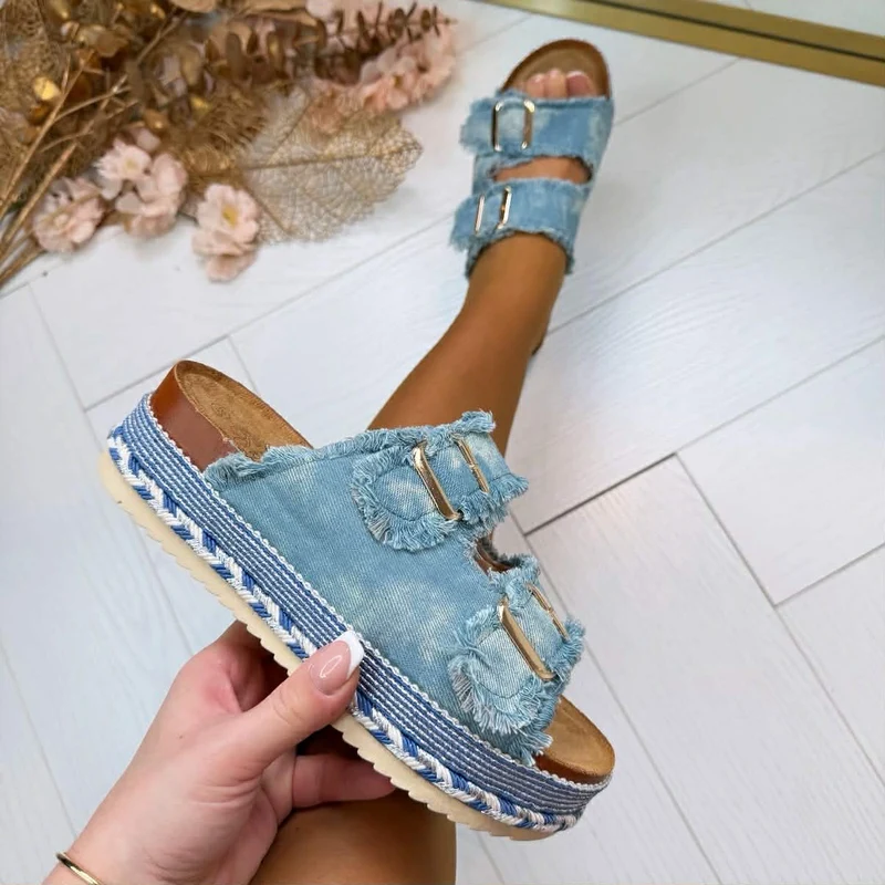 *SALE* DENIM GESP SLIPPER 22-90 - L.BLUE
