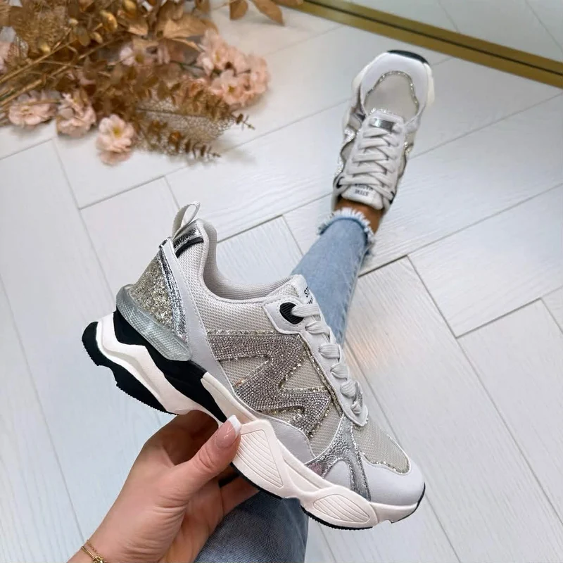 STEVE MADDEN SNEAKER SEDGWICK 5441 - ICE PEWTER/GOLD