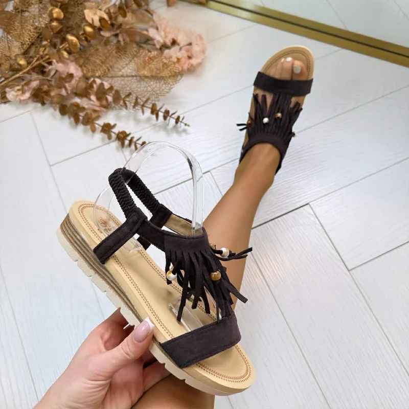 *SALE* FRINGE KRAALTJES SANDAAL AM-322 - BROWN