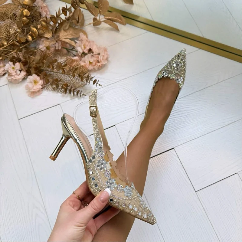 SPARKLING FLOWER HEEL LT005 - GOLD