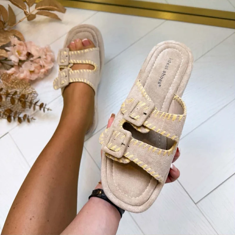 *SALE* STICH PLATEAU SLIPPER 2269 - KHAKI