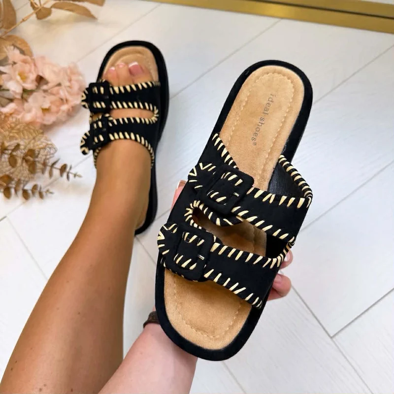 *SALE* STICH PLATEAU SLIPPER 2269 - BLACK
