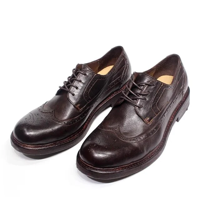 Derby-kledingschoenen voor heren Zacht kalfsleer met vleugeltip van echt leer
