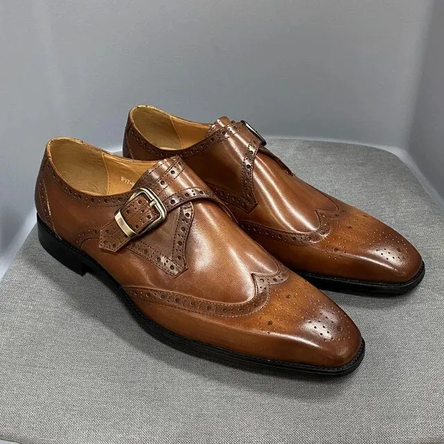 Luxe lederen Wingtip Oxfords voor heren formele kledingschoenen