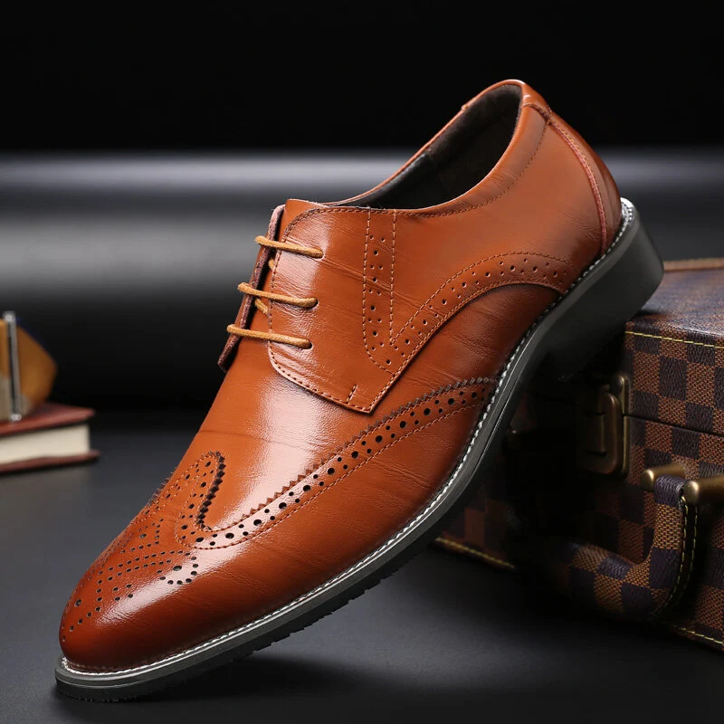 Kunstleer puntige neus zakelijke jurk herenkleding schoenen
