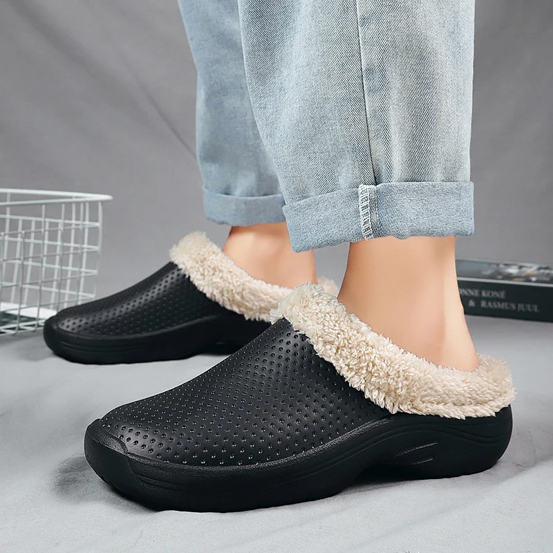 Winter heren katoenen vrijetijdsschoenen met bontpantoffels