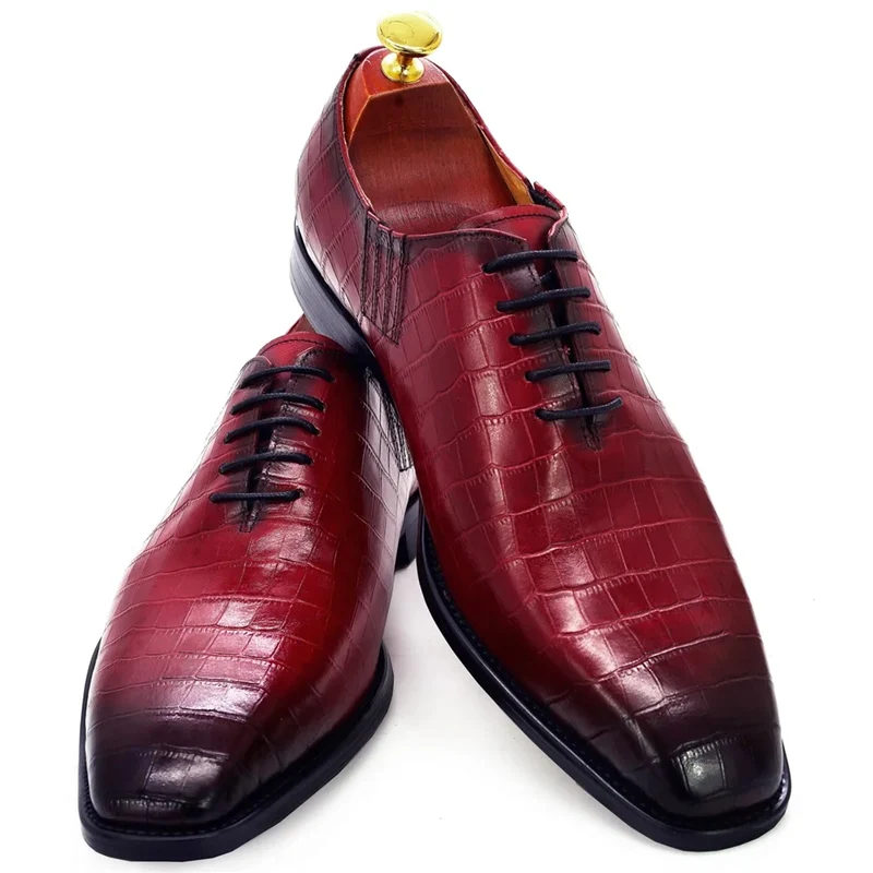 Schoenen voor heren Handgemaakte klassieke Oxford-schoenen met krokodillenprint