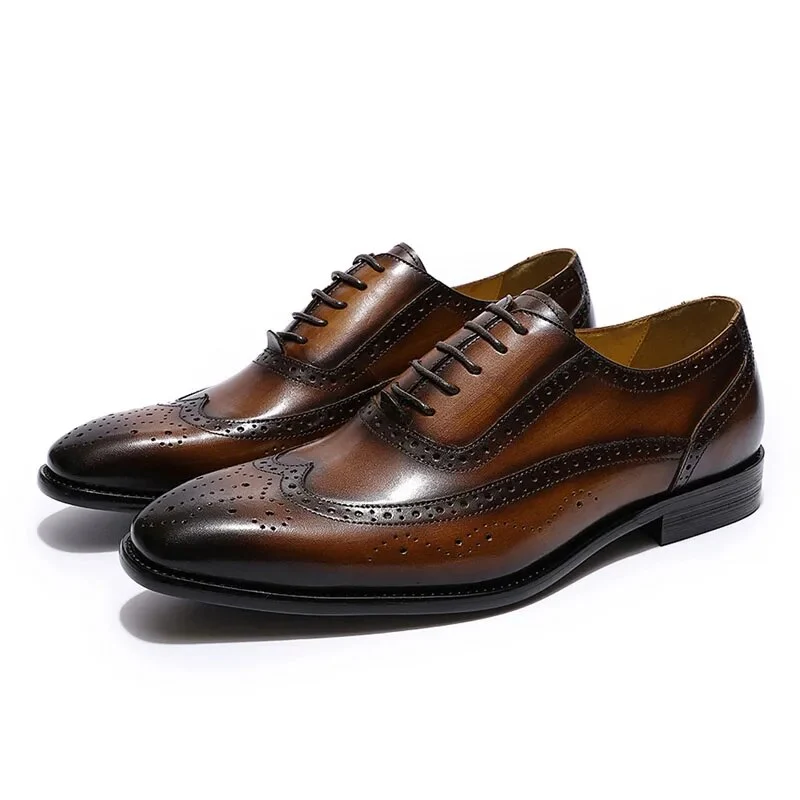 Klassieke Oxford herenschoenen in brogue-stijl met vleugeltip